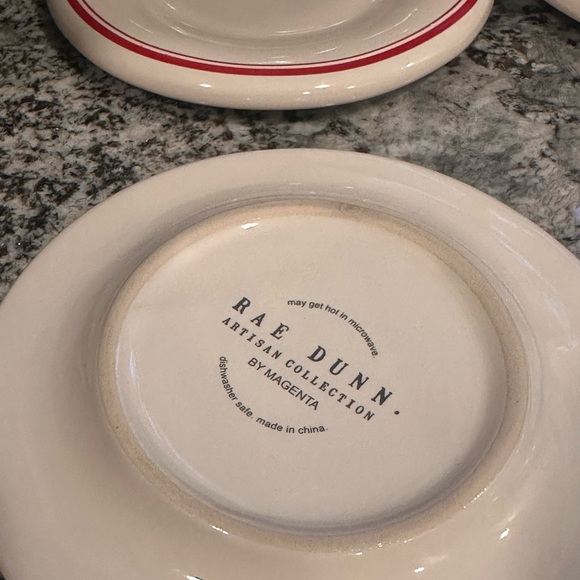 Rae Dunn Dessert Plates - Set of 4 - Red Trim - Picture 4 of 4